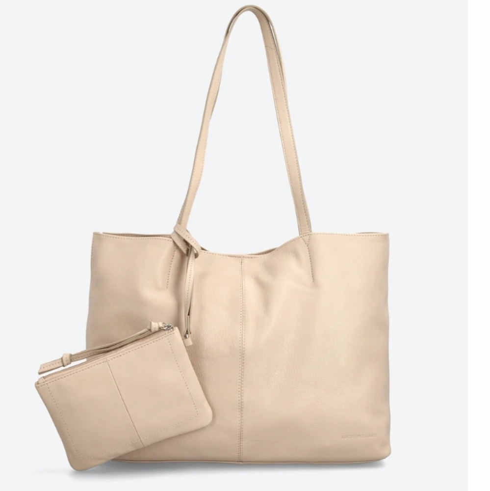 NWT! Lucky Brand Leather Tote w/Pouch